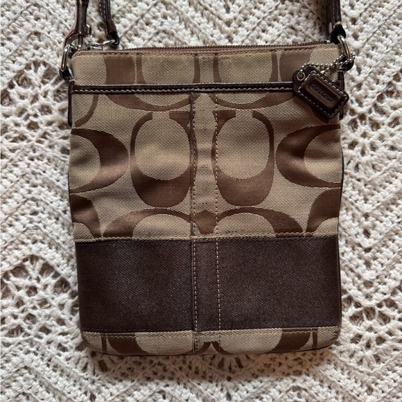 Authentic Coach Signature C Stripe Swingpack Crossbody Bag – Khaki/Brown - Picture 2 of 9
